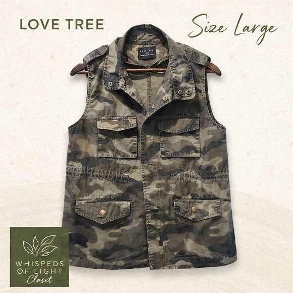 Love Tree Jackets & Blazers - Love Tree Camo Utility Vest Size Large Military Cargo Sleeveless Jacket